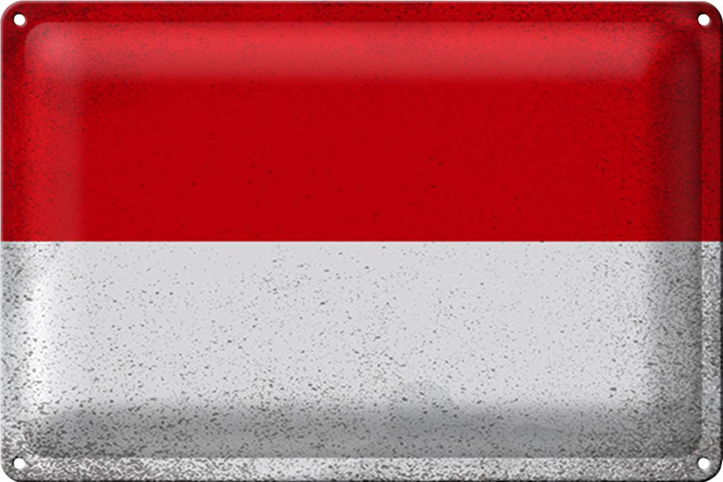 Blechschild Flagge Monaco 18x12cm Flag of Monaco Vintage