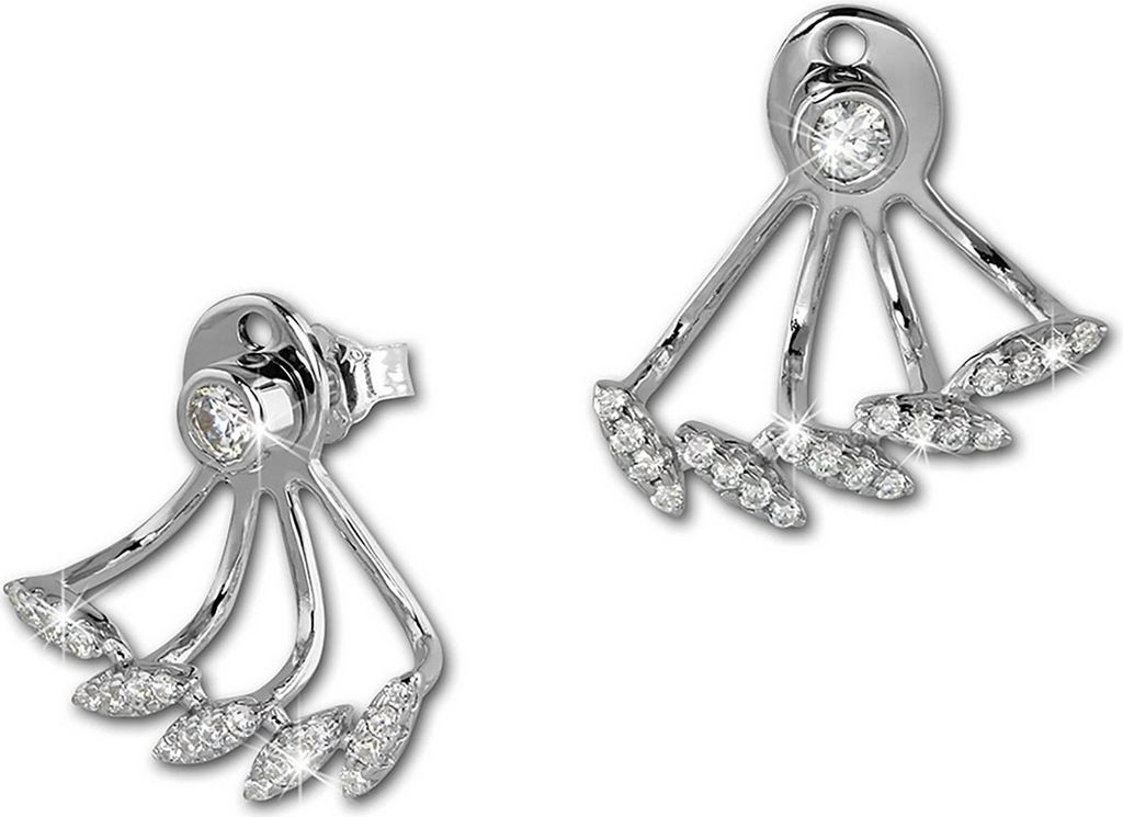 SilberDream weiß Ohrringe Ear Cuff Zirkonia Damen 925 Silber Ohrstecker GSO438W