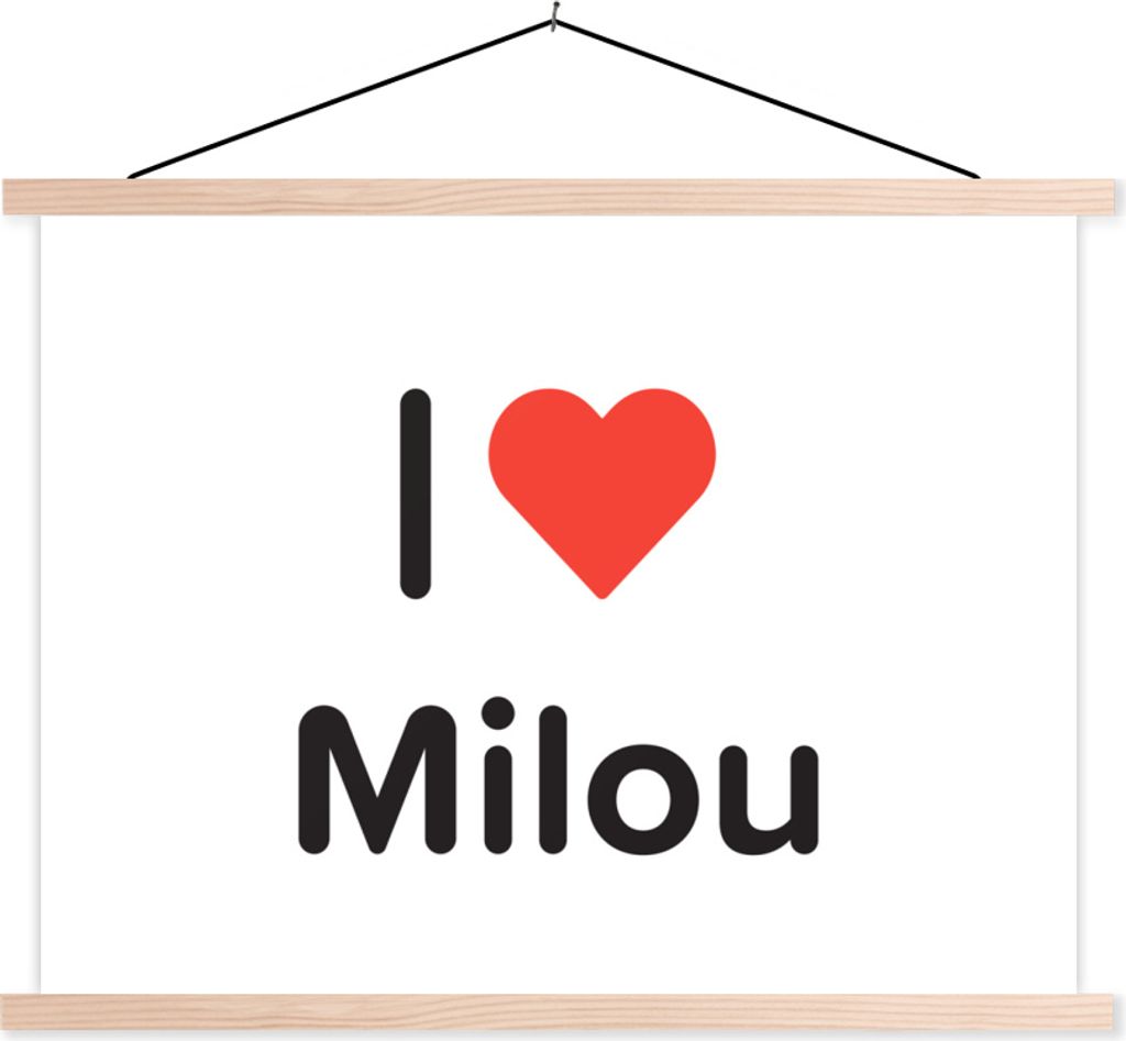 MuchoWow Textilposter Ich liebe - Milou - Mädchen 60x45 cm mit holzfarbenen Rahmen - Bild