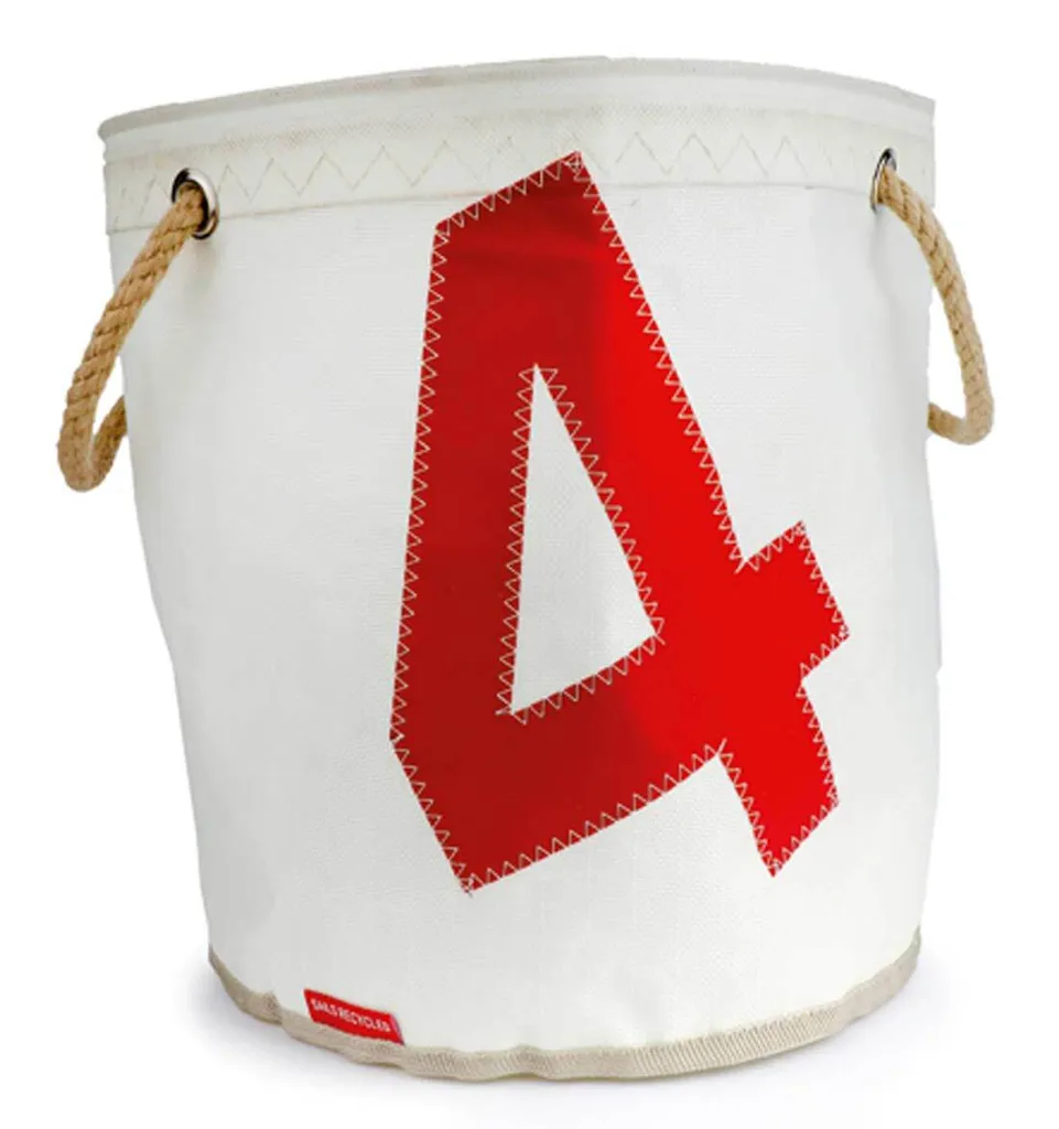 Panier de rangement marin en voile recyclée Pütz Lütt blanc et rouge
