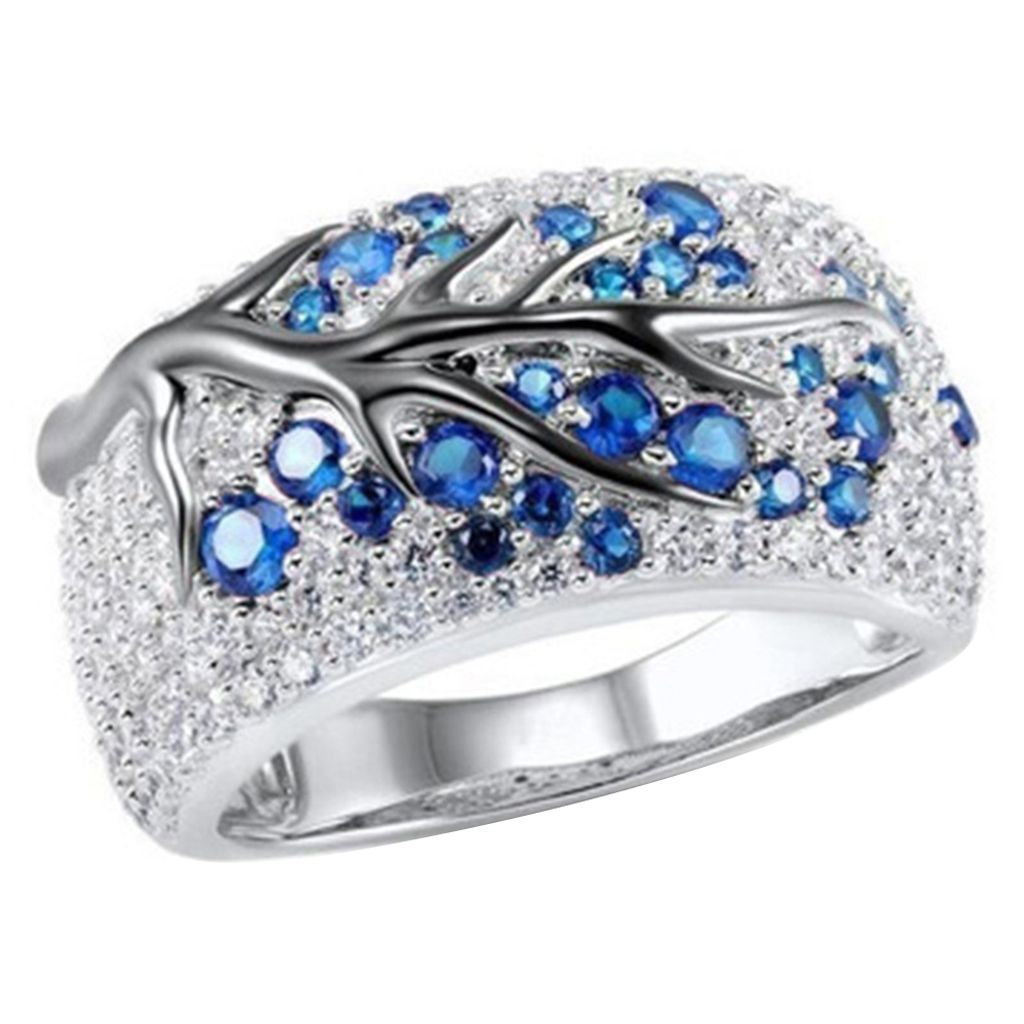 Luxus Frauen Strass Intarsien Pflaume Ast Finger Ring Party Schmuck Geschenk
