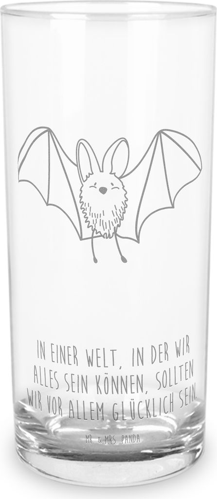 Mr. & Mrs. Panda Glasbecher Fledermaus Flügel 400 ml - Transparent - Geschenk, Trinkglas, Glas, Cocktailglas, Tumbler, Lustige Sprüche, Longdrink...