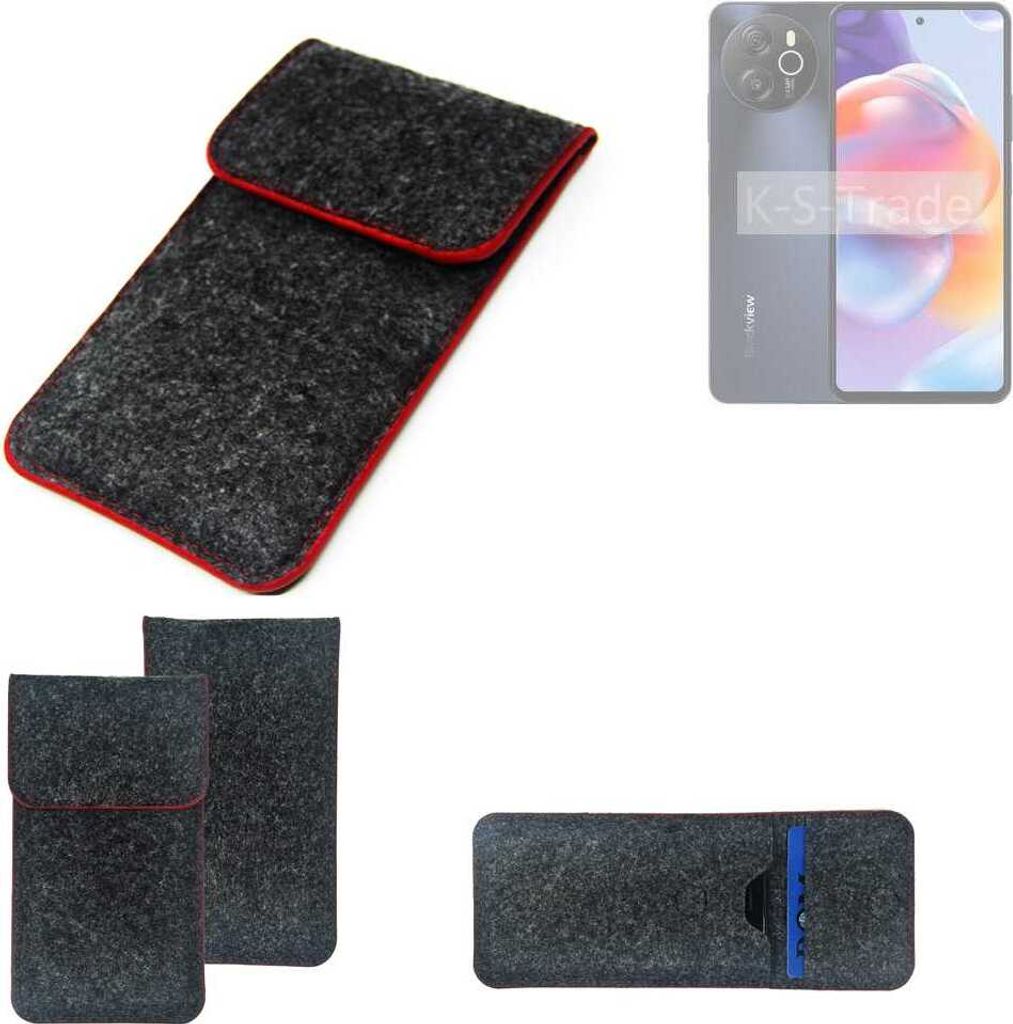 K-S-Trade Handy Schutz Hülle kompatibel mit Blackview Shark 8 Schutzhülle Handyhülle Filztasche Pouch Tasche Case Sleeve Filzhülle dunkelgrau
