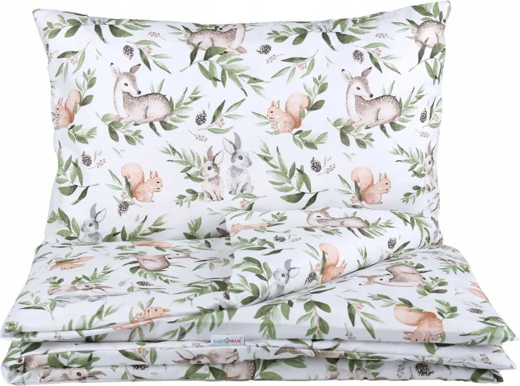 Parure de lit bébé Animaux de la forêt - Housse 100x135 avec taie d'oreiller