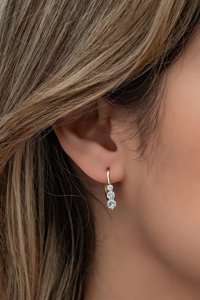 Boucles d'oreilles anti-allergie en argent rhodié 925 et zircone brillant