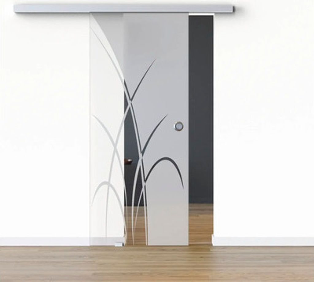 Pertura Glasschiebetür Komplettset Glera Green 02 1025x2175 mm Links inkl. Beschlag Selir Aluminium natur,Griffmuschel