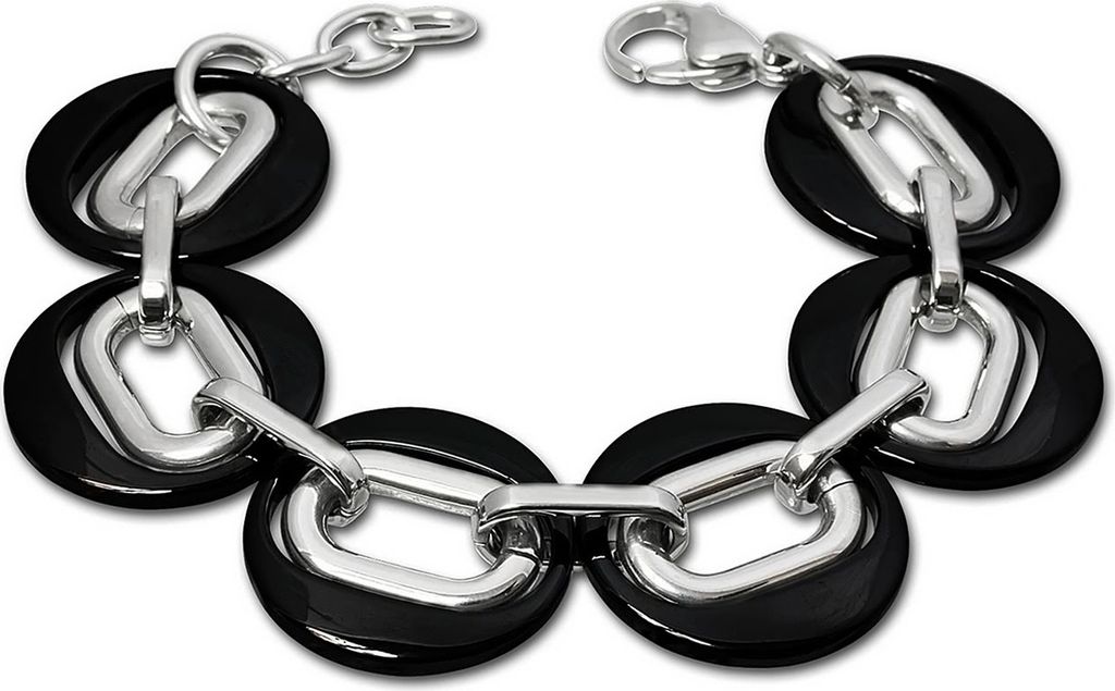 Amello Armband Edelstahl Keramik Magic silber schwarz Damen Schmuck ESAX03S