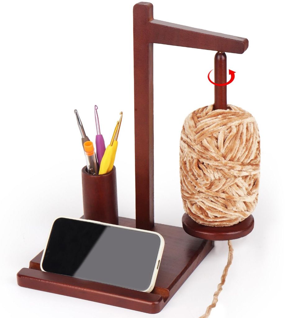 Garnhalter zum Häkeln, Multifunktionaler Wollabwickler aus Holz, Häkelgarnhalter Spinner, Großer Wollhalter zum Häkeln und Stricken, Magnetisch...