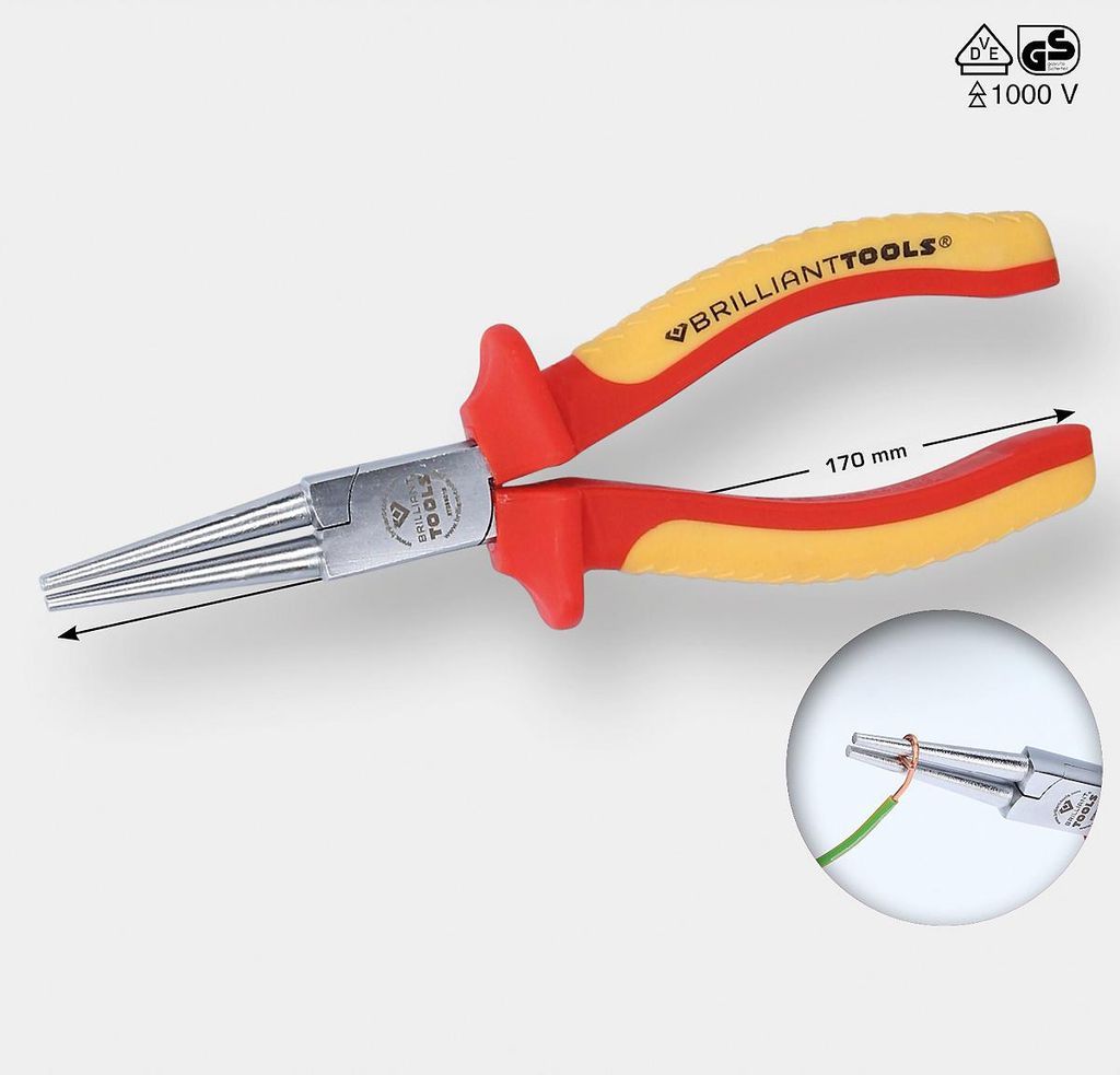 BRILLIANT TOOLS Pinze a becchi tondi VDE 170 mm - BT068015 Immagine del prodotto 