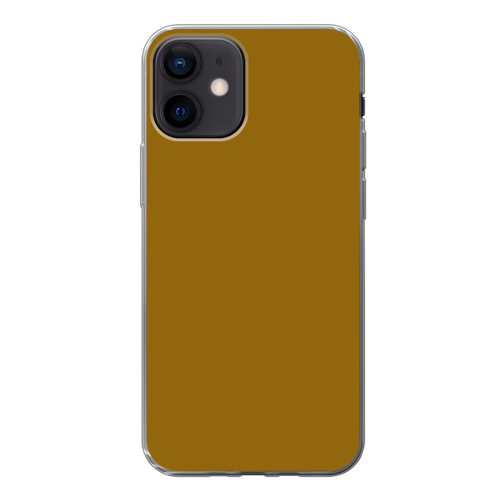 MuchoWow Handyhülle Schutzhülle Hülle für iPhone 12 Gold - Luxus - Interieur Silikon Softcase Handy Hülle - Schutzhülle