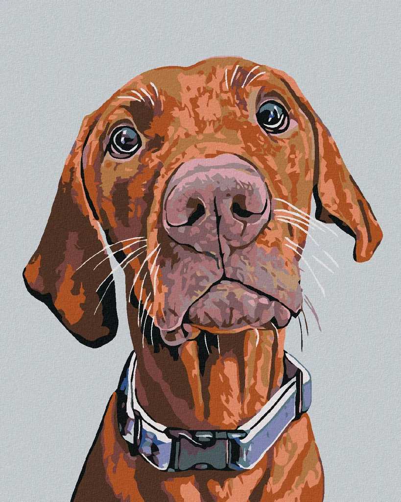 Zuty - Pittura con diamanti - RIDGEBACK CON COLLARE BLU, 40x50 cm, senza cornice e senza tela tesa