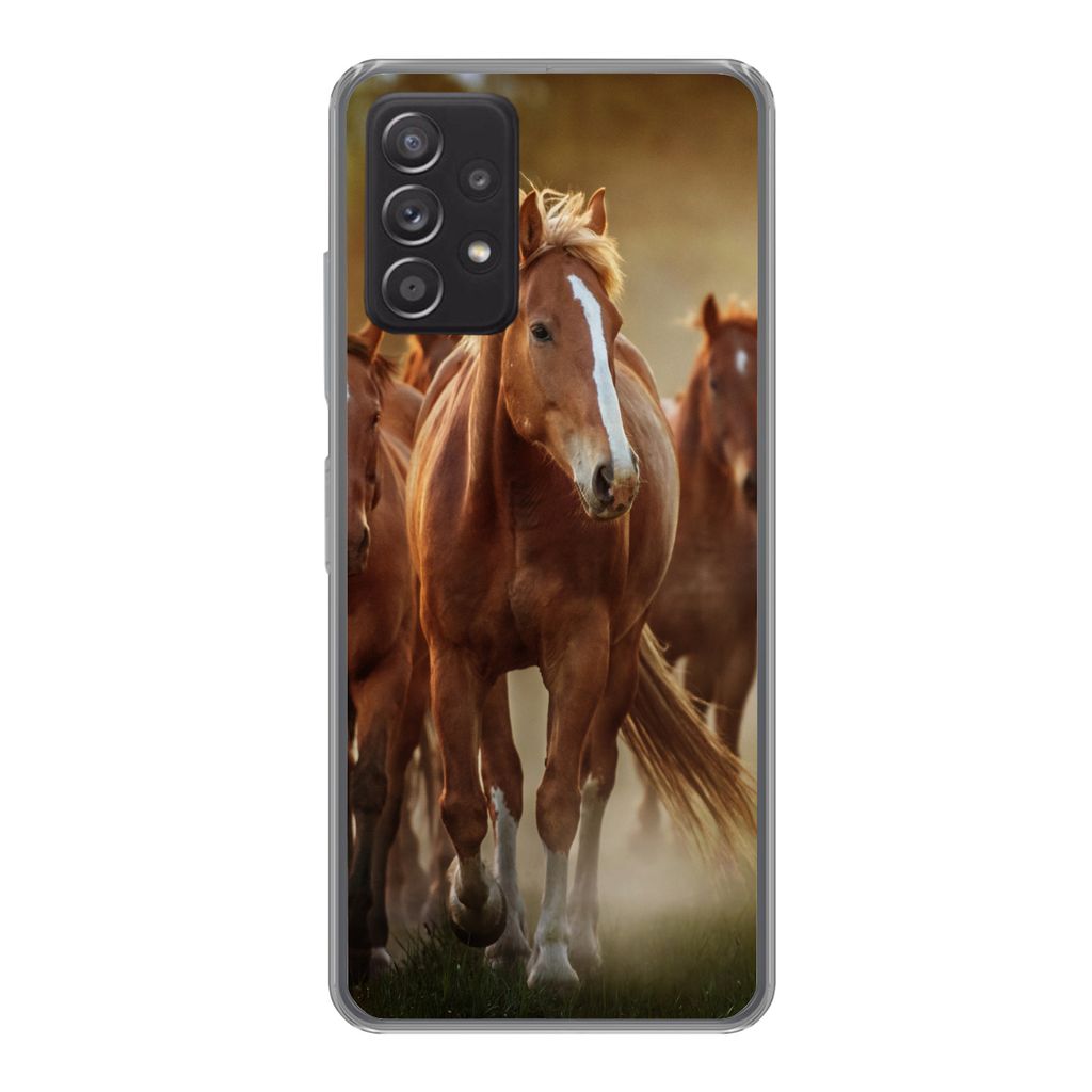 MuchoWow Handyhülle Schutzhülle Hülle für Samsung galaxy a73 Pferde - Licht - Natur Silikon Softcase Handy Hülle - Handyhülle