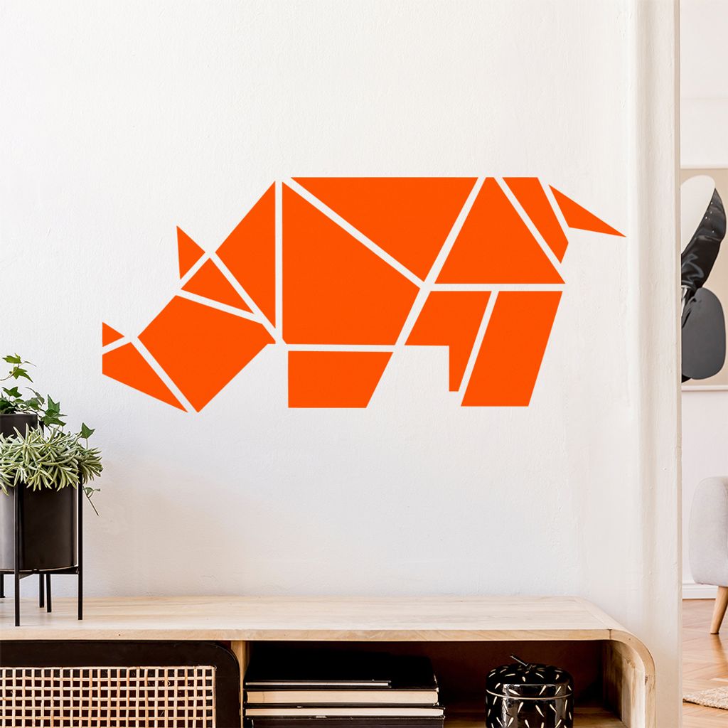 Papierfalten Nashorn Wandtattoo Wandaufkleber Wall Sticker - Dekoration, Küche, Wohnzimmer, Schlafzimmer, Badezimmer