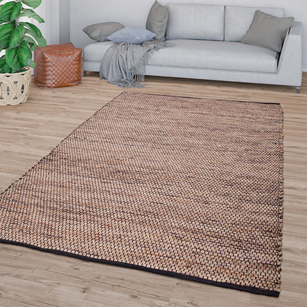 TT Home Wohnzimmer Teppich Kurzflor Handgeknüpft Meliertes Boho Design Modern Größe 80x150 cm