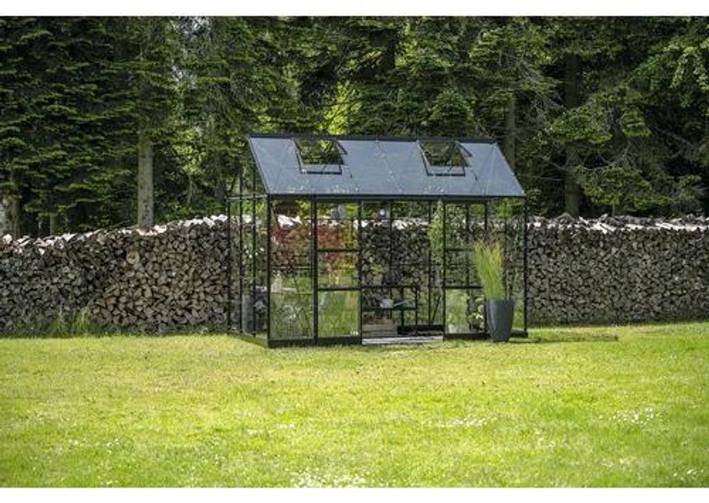 Gewächshaus Halls Icon 6 Planthouse 7,3m² Sicherheitsglas 3 mm 379,1 x 192,5 cm schwarz
