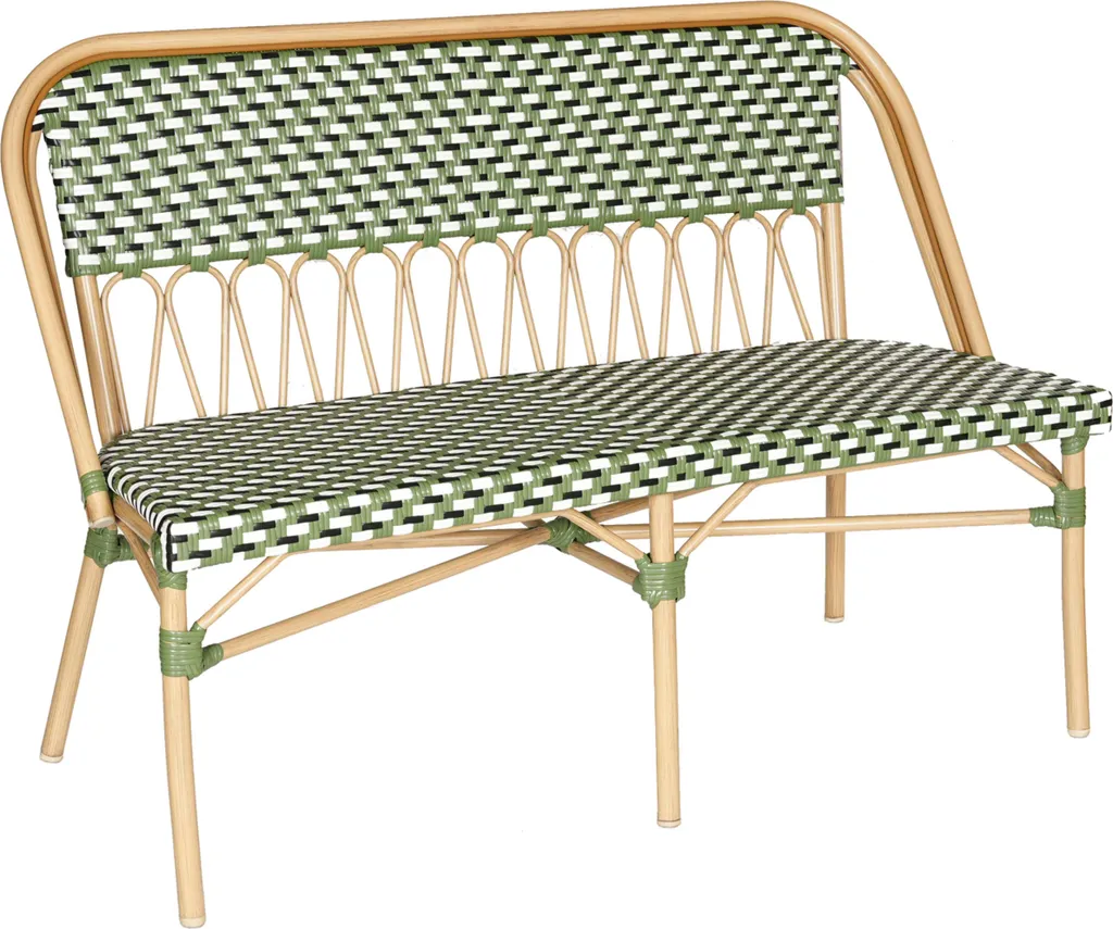 Banc de jardin Batignolles en aluminium et rotin synthétique vert Oviala