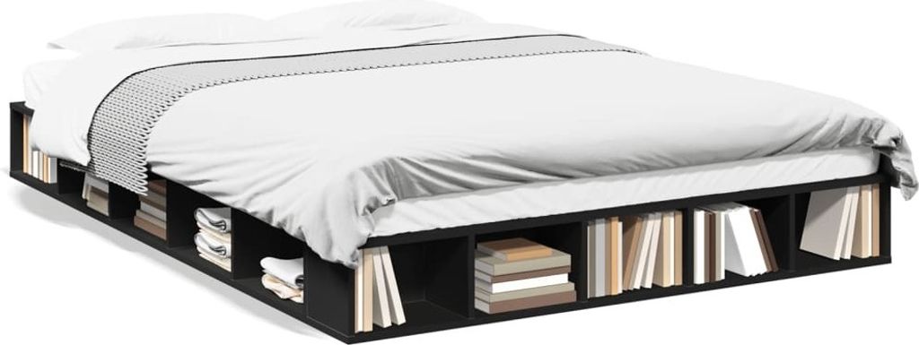 vidaXL Postelový rošt černý 160x200 cm Dřevěný materiál Obrázek produktu 