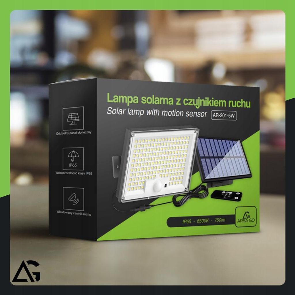 Lampa Solarna Led 300W Z Osobnym Panelem Pilot Z Czujnikiem Zdjęcie produktu 