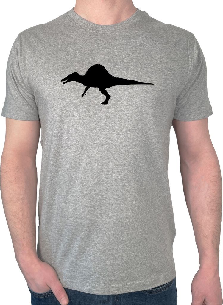 Huuraa Herren T-Shirt Spinosaurus Dinosaurier XXL Sport Grey Bio Baumwolle Fairtrade Herrenshirt Geschenkidee