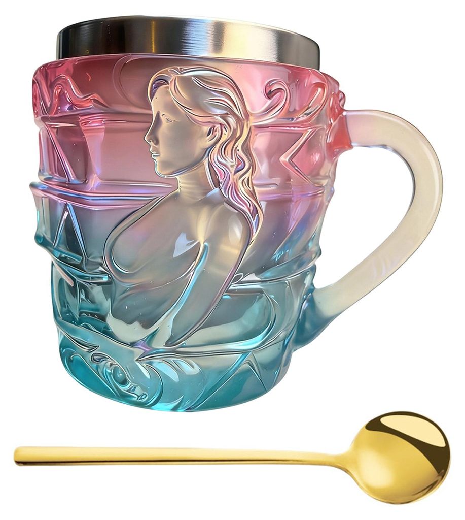Buchbecher, 3D-handbemalter Kaffeebecher aus Kunstharz mit Edelstahl-Innenseite, mikrowellen- und spülmaschinenfest, literarische Tasse, einzigart...