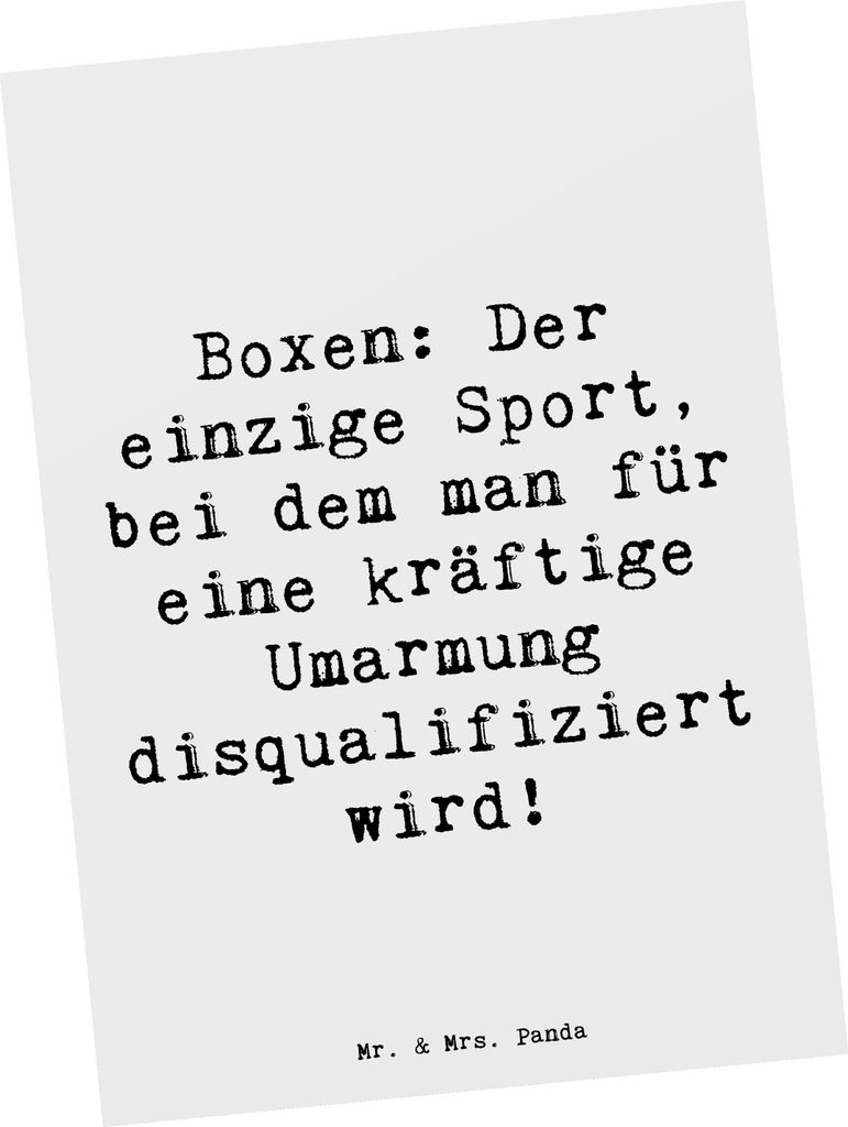 Mr. & Mrs. Panda Postkarte Spruch Boxen Umarmung - Weiß - Geschenk, Boxhandschuhe, Postkarten, Kampfsport, Sportler, Ring, Grußkarte, Fotokarte, ...