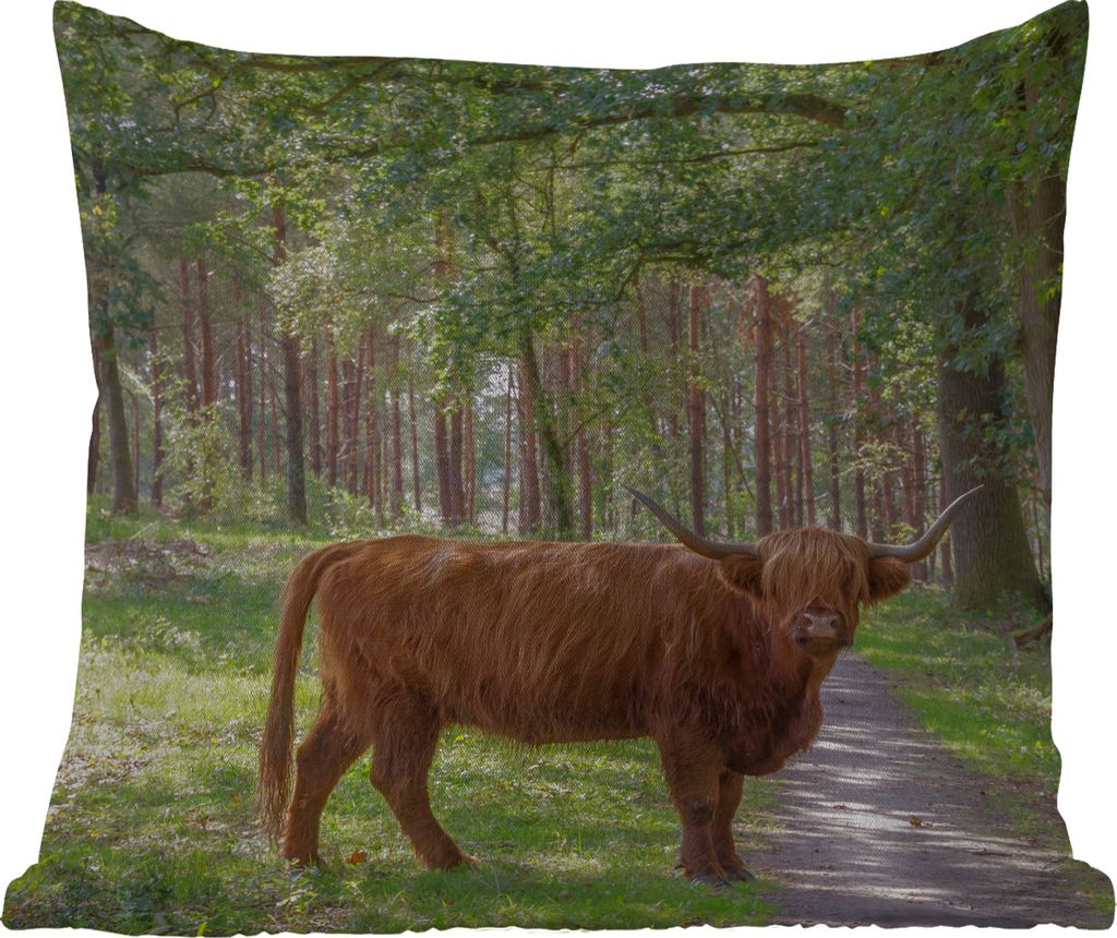 MuchoWow Outdoor Kissen - Schottisches Hochlandrind - Kröte - Baum - 45x45 cm - Wetterfest - Lounge Kissen - Fotokissen - Dekoratives Kissen