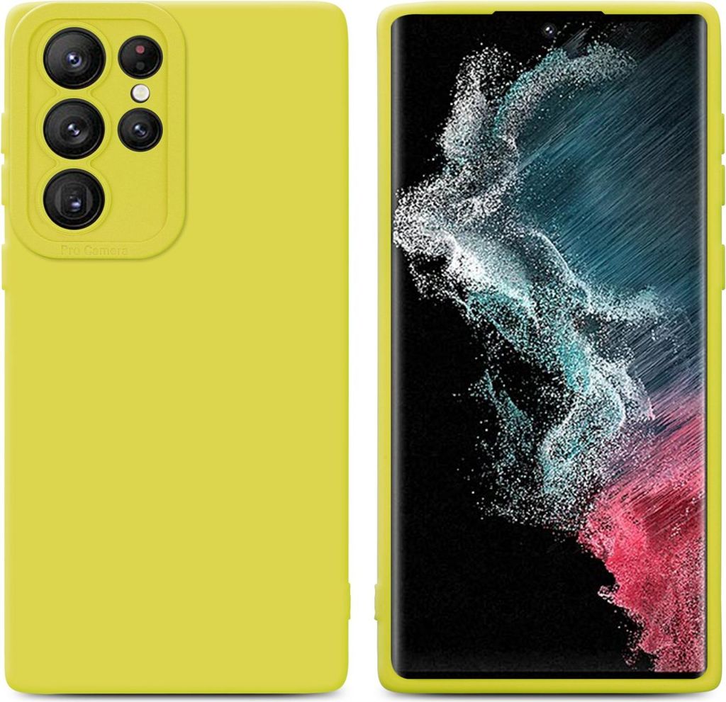 Cadorabo Hülle für Samsung Galaxy S22 ULTRA Schutz Hülle in Gelb TPU Silikon Etui Case Handyhülle