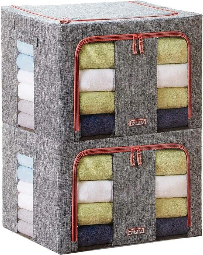 Coffres de rangement en textile imperméable empilables avec cadre en métal