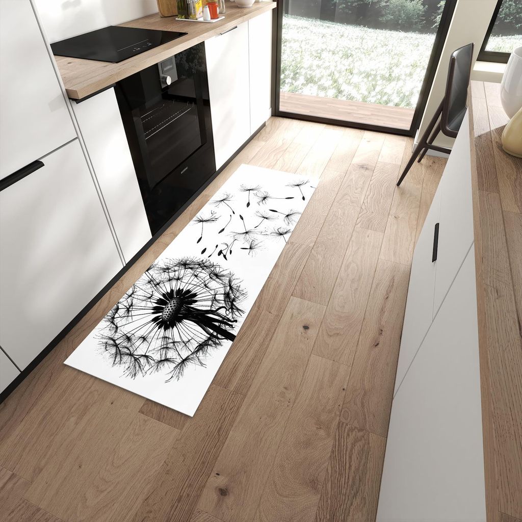 Küchenteppich 60x180cm rutschfest & abwischbar PVC Läufer - Pusteblume