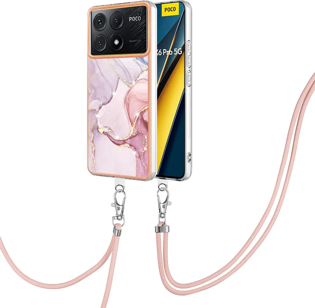 Custodia Gioiello Oro Rosa per Xiaomi Poco X6 Pro con Laccetto