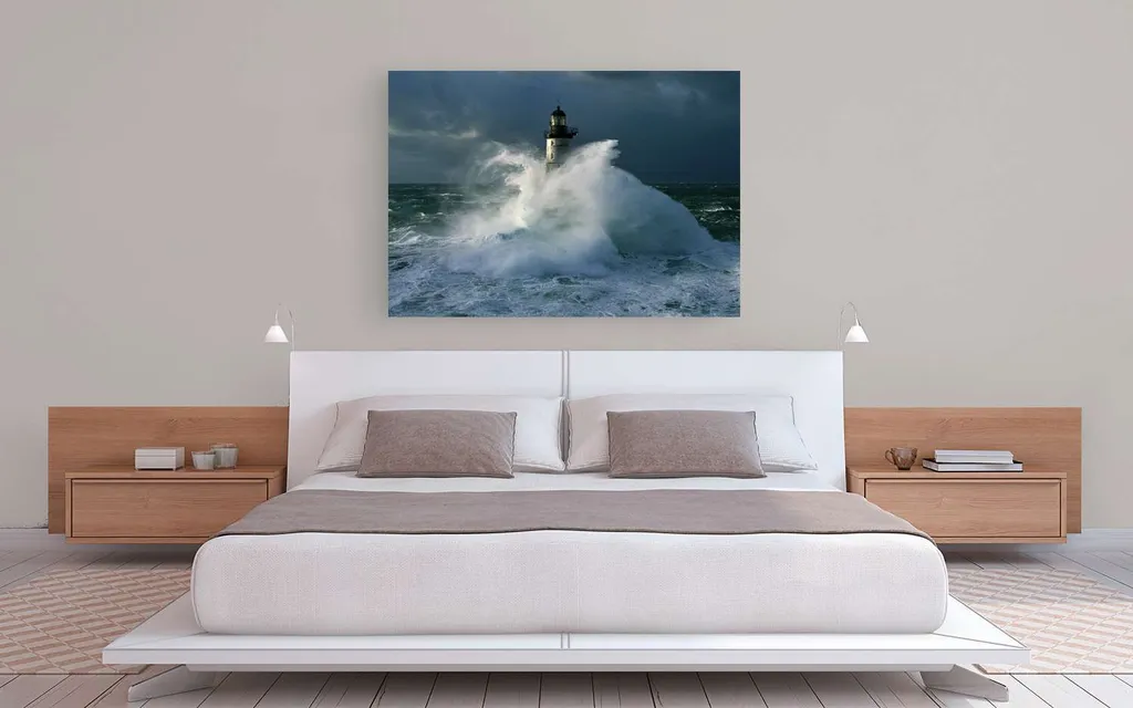 Tableau mer résistant : impression d'art sur toile Phare d'Ar-Men