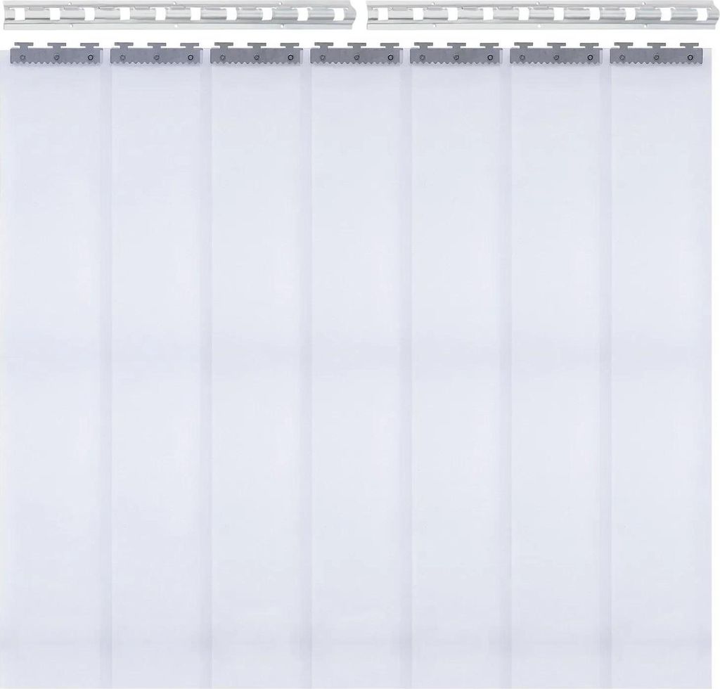 PVC Streifenvorhang - Türvorhang für Kühl-/Gefrierraum - 7 Streifen 2 m x 18 cm - Stärke 2 mm - Gesamtbreite 1,05 m - Beige transparent
