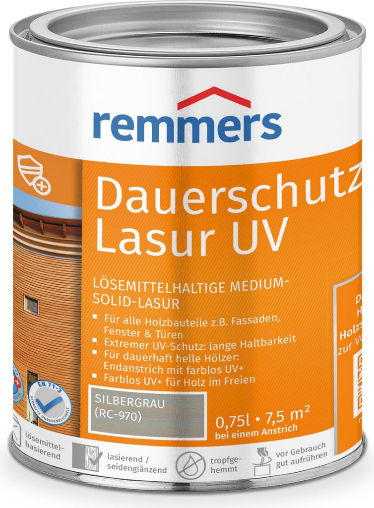 Remmers Dauerschutz-Lasur UV silbergrau (RC-970) 0,75 l, Produktbild 