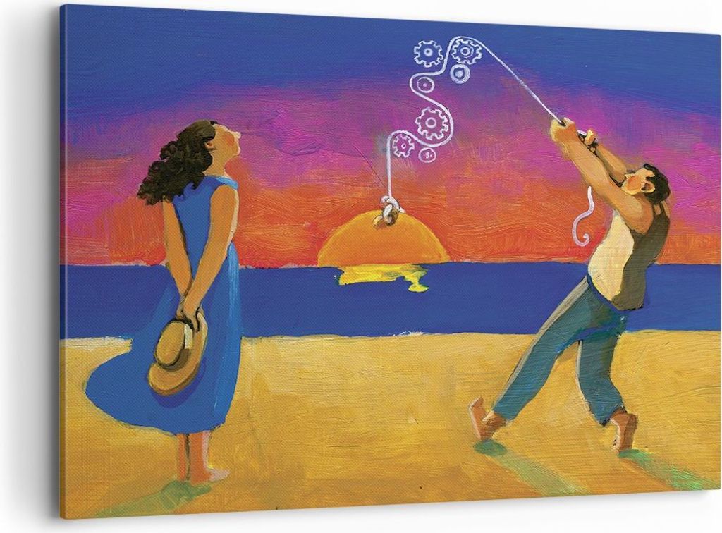 Bild auf Leinwand - Leinwandbild - Einteilig - Symbol Liebe Surrealismus - 100x70cm - Wand Bild - Wanddeko - Wandbilder - Leinwanddruck - Bilder - ...