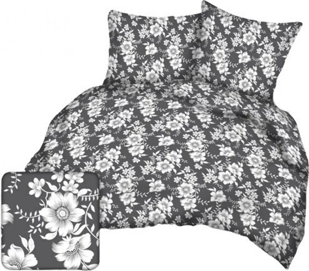 Housse de Couette 140x200 cm Grise à Motifs Fleurs KARO Literie A103