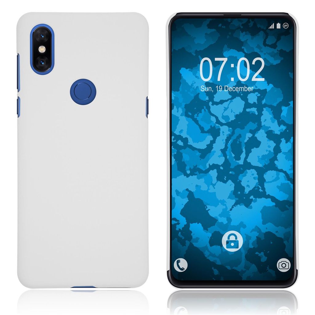 PhoneNatic Case kompatibel mit Xiaomi Mi Mix 3 - Hülle weiß gummiert Hard-case Cover