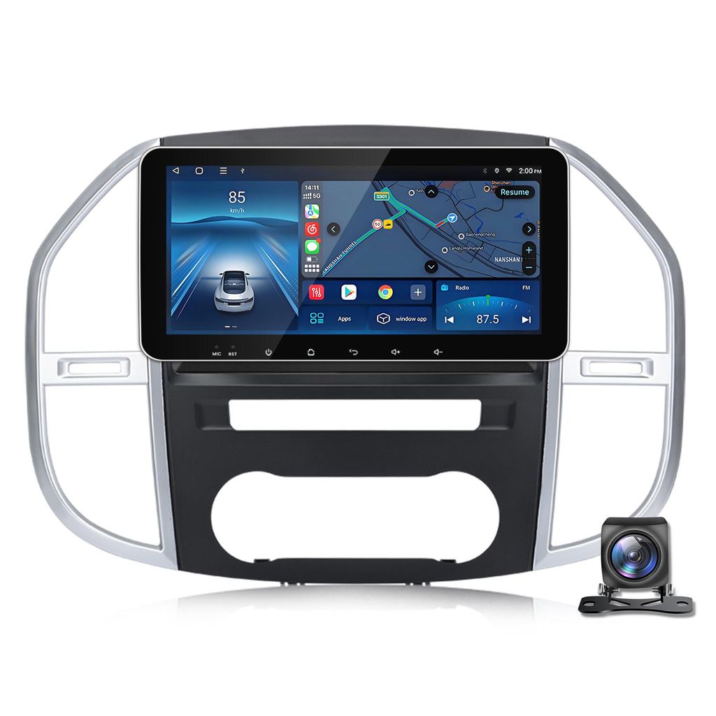 10.33” Carplay Android 14 Autoradio Für Mercedes Benz Vito W447 2014-2022 GPS Navi BT WIFI 4G SWC DAB+ RDS USB DSP 2GB+32GB 8-Kern Mit Kamera