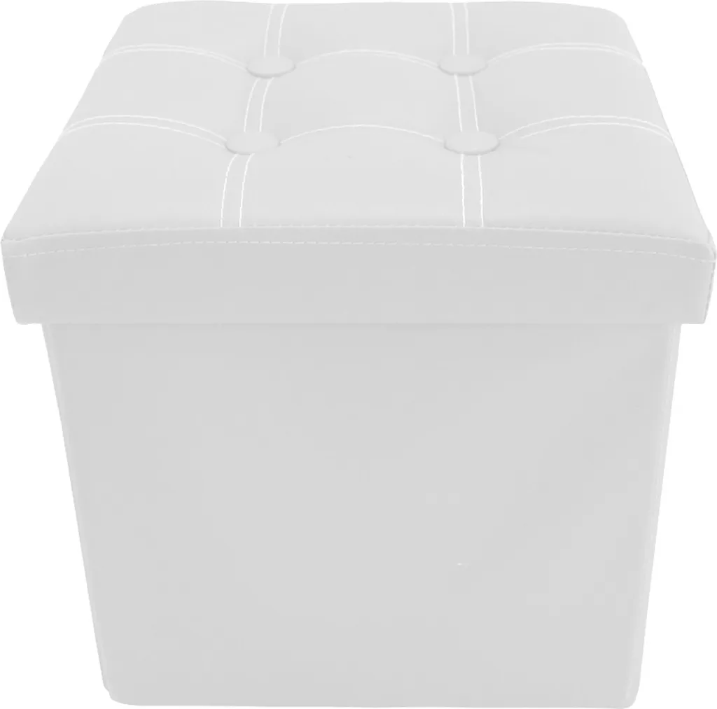 Pouf Sgabello Rebecca Mobili Bianco - Comfort in Ecopelle e Legno