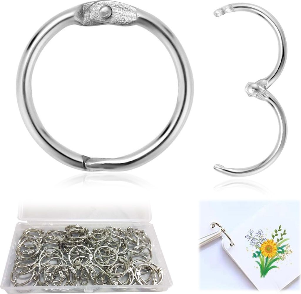 100 Stück Binderringe 20 mm Buchringe Loseblatt-Verbindungsringe Metallbücherringe Binderringe Schlüsselringe für Scrapbook-Album-Bastelarbeite...