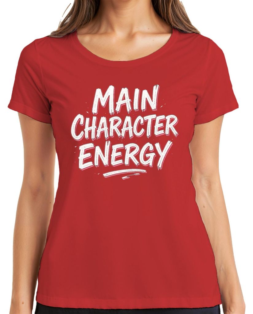 Main Character Energy lustig Geschenk Influencer Retro Pink Damen T-Shirt, Rot, L