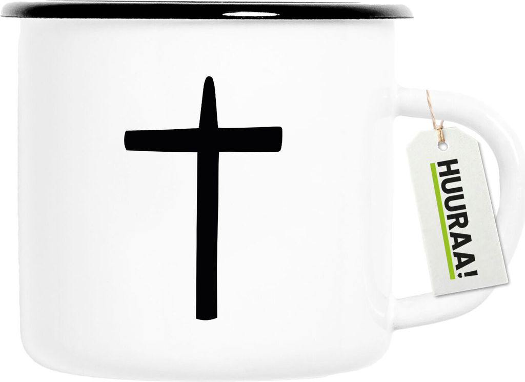 Huuraa Emaille Tasse Kreuz Christentum 300ml Vintage Produktbild 