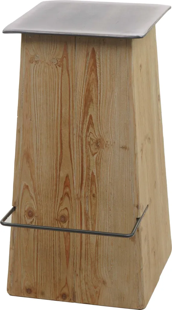 Tabouret de bar cuisine bois massif industriel HWC-L76 aspect métal