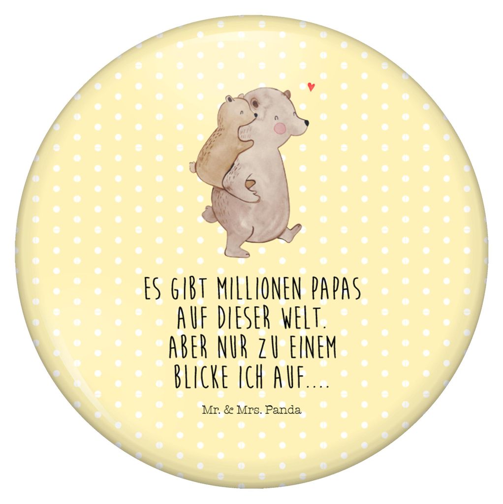 Mr. & Mrs. Panda Pin Papa Bär - Gelb Pastell - Geschenk, Plakette, Vatertag, Geburtstag, Button, Anstecker, Mama, Badge