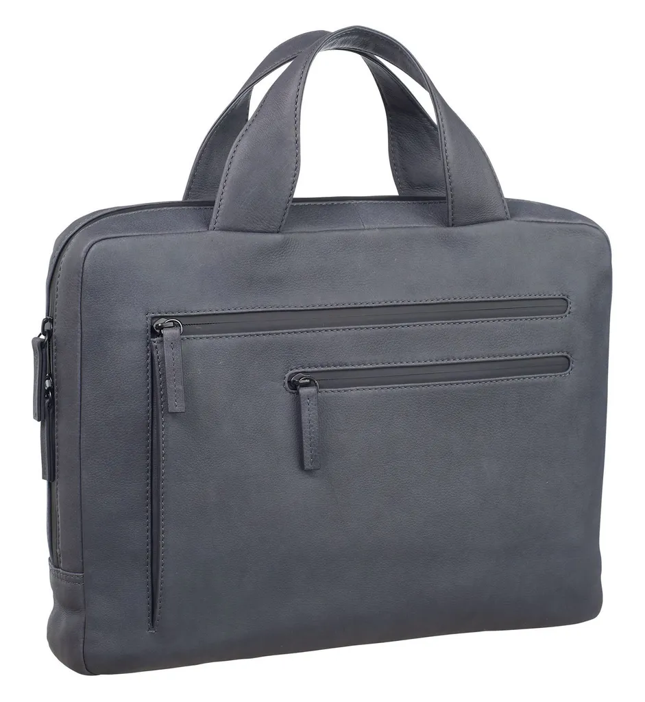 Leonhard Heyden Den Haag Briefcase Pelle Grigio Scuro Artigianale