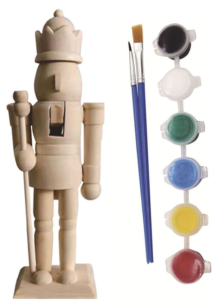 18 cm große, unbemalte Weihnachtsfigur aus Holz: Nussknacker zum Selbermachen – Soldatenfigur, unbemalt, ideal für Feste, Feiertage und Partys.