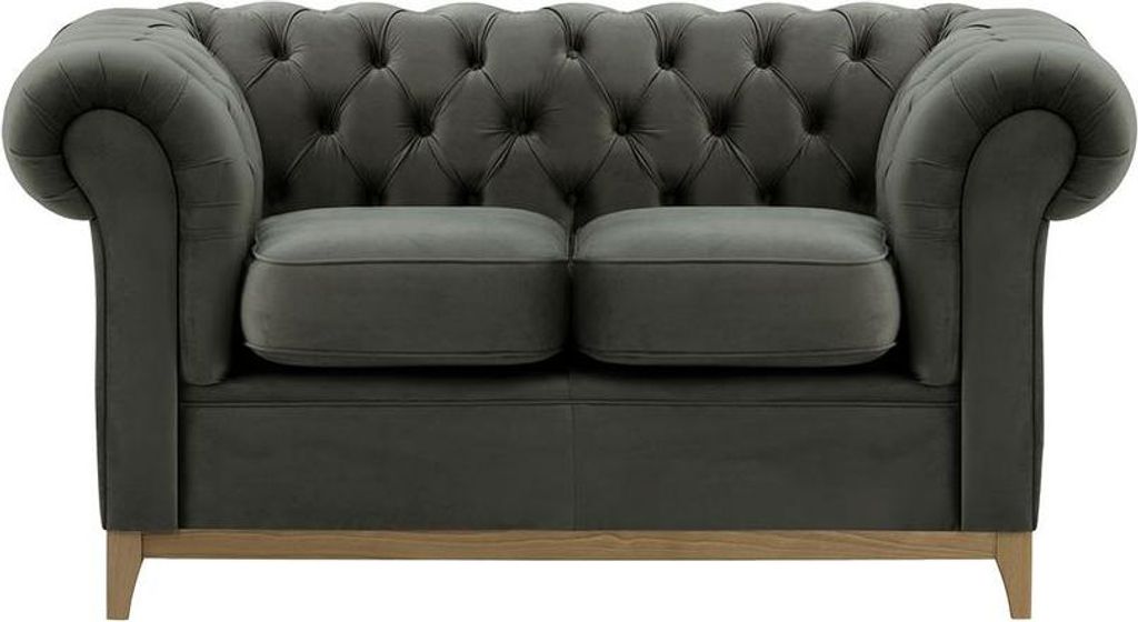 Zweisitzer-Sofa Chesterfield Wood-Velluto 19-wax black