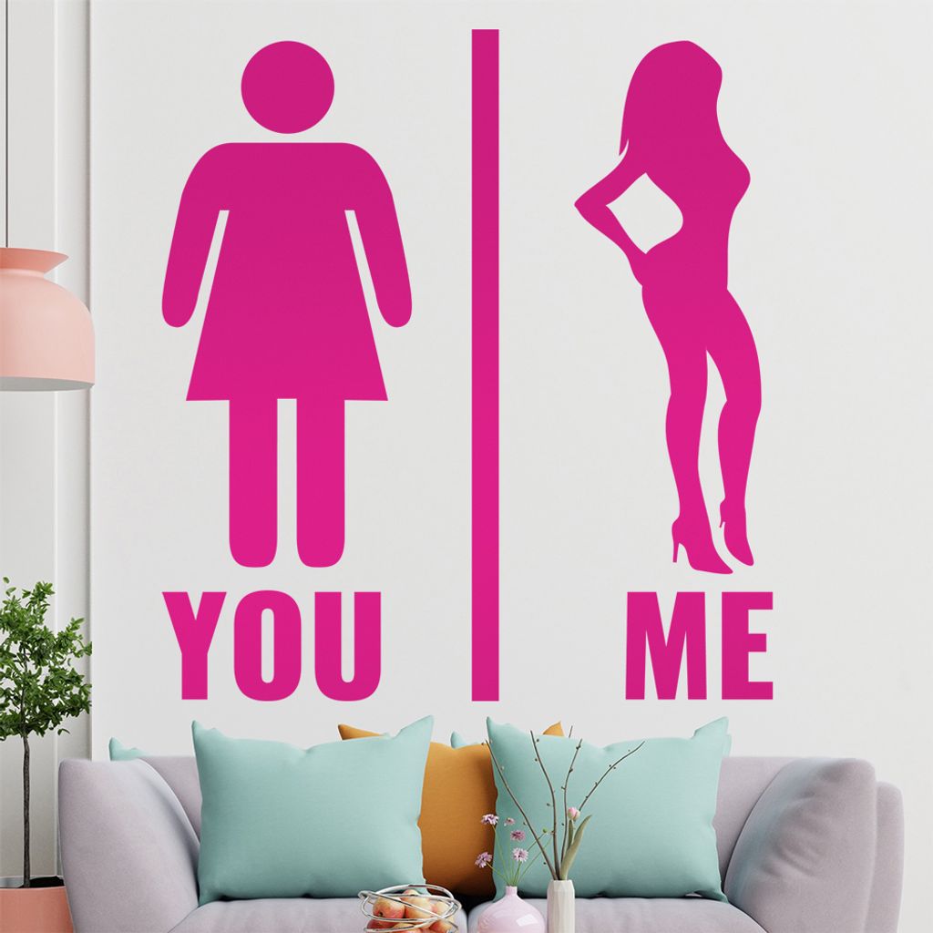 KIWISTAR You and Me - Du und Ich Body Wandtattoo in 6 Größen - Wandaufkleber Wall Sticker - Dekoration, Küche, Wohnzimmer, Schlafzimmer, Badezimmer