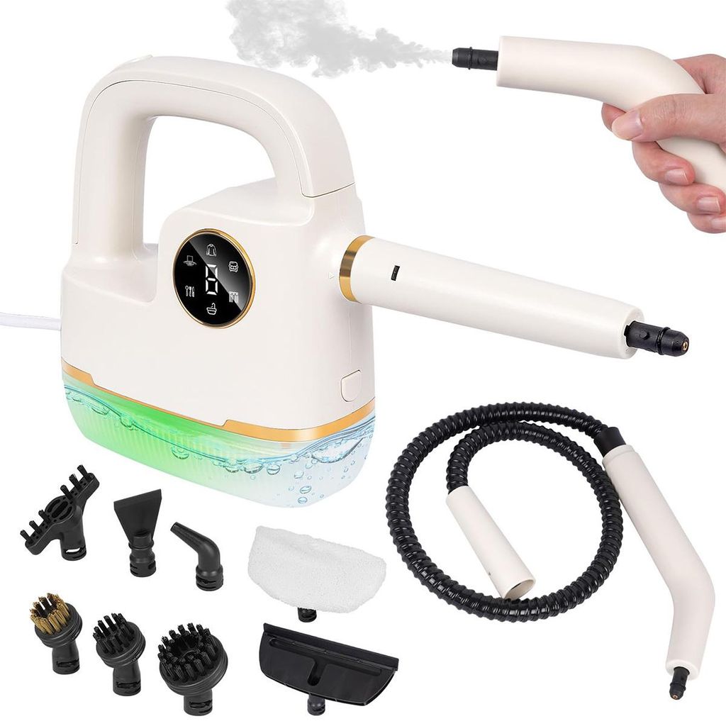 Dampfreiniger, 1800W Hochtemp Dampfreiniger, 6 Temp.-Einst., 350ml, für Innendek., Küche, Bad, Verfugen