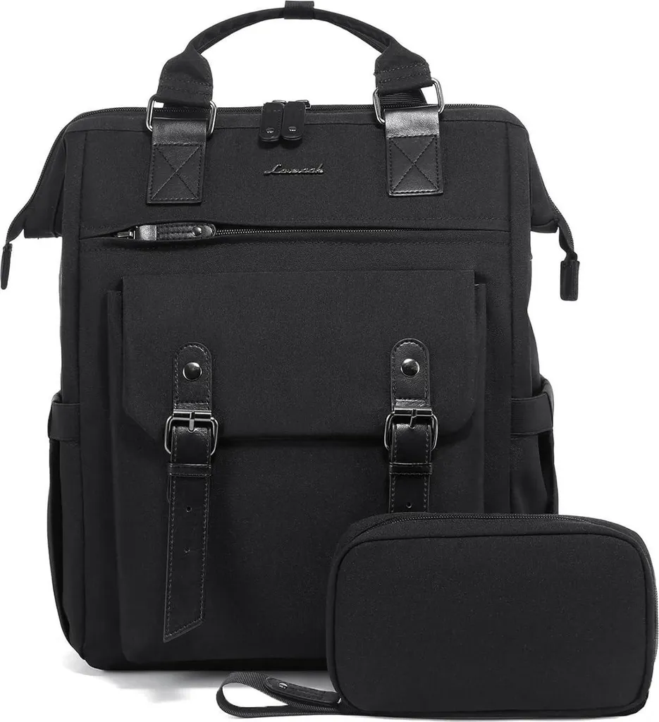 Grand Sac à dos Imperméable 18 pouces avec Port USB pour Femme Noir