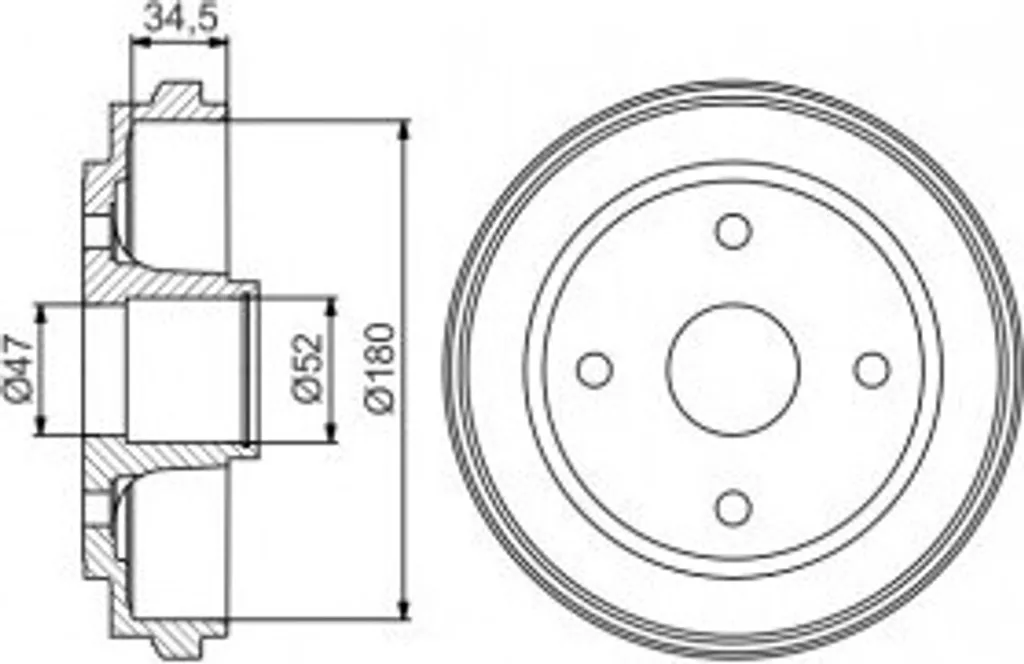 Tambour de frein arrière Bosch compatible Opel Agila A - Modèle OE